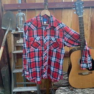 Vintage Wrangler Flannel Pearl Snap Button-Down.